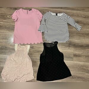 Pink Scalloped Top, Striped Blouse, Lace Tank, Black Sleeveless Top